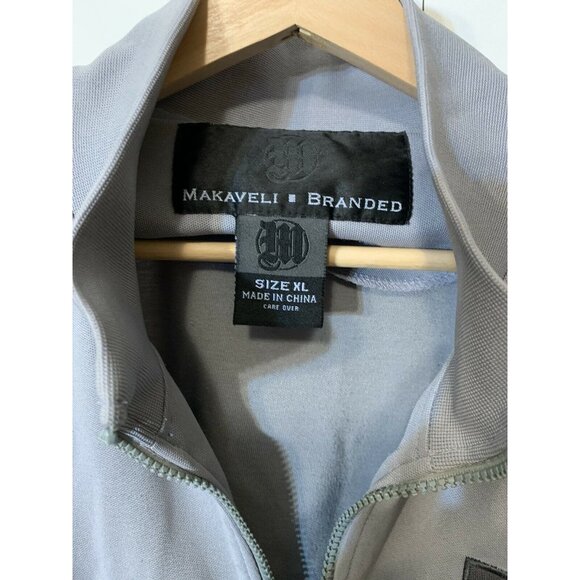 Makaveli Branded Tupac Shakur 2Pac Full Zip Track Jacket - Men’s XL Gray - Picture 2 of 11